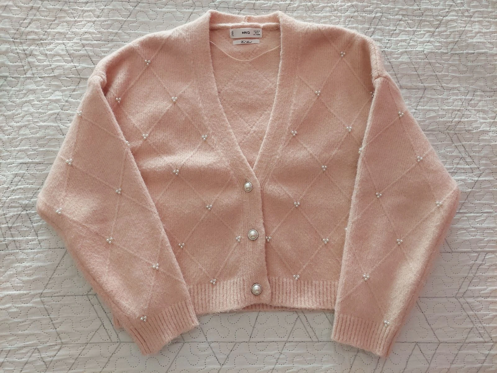 Mango Cardigan de Lã Rosa – photo 3